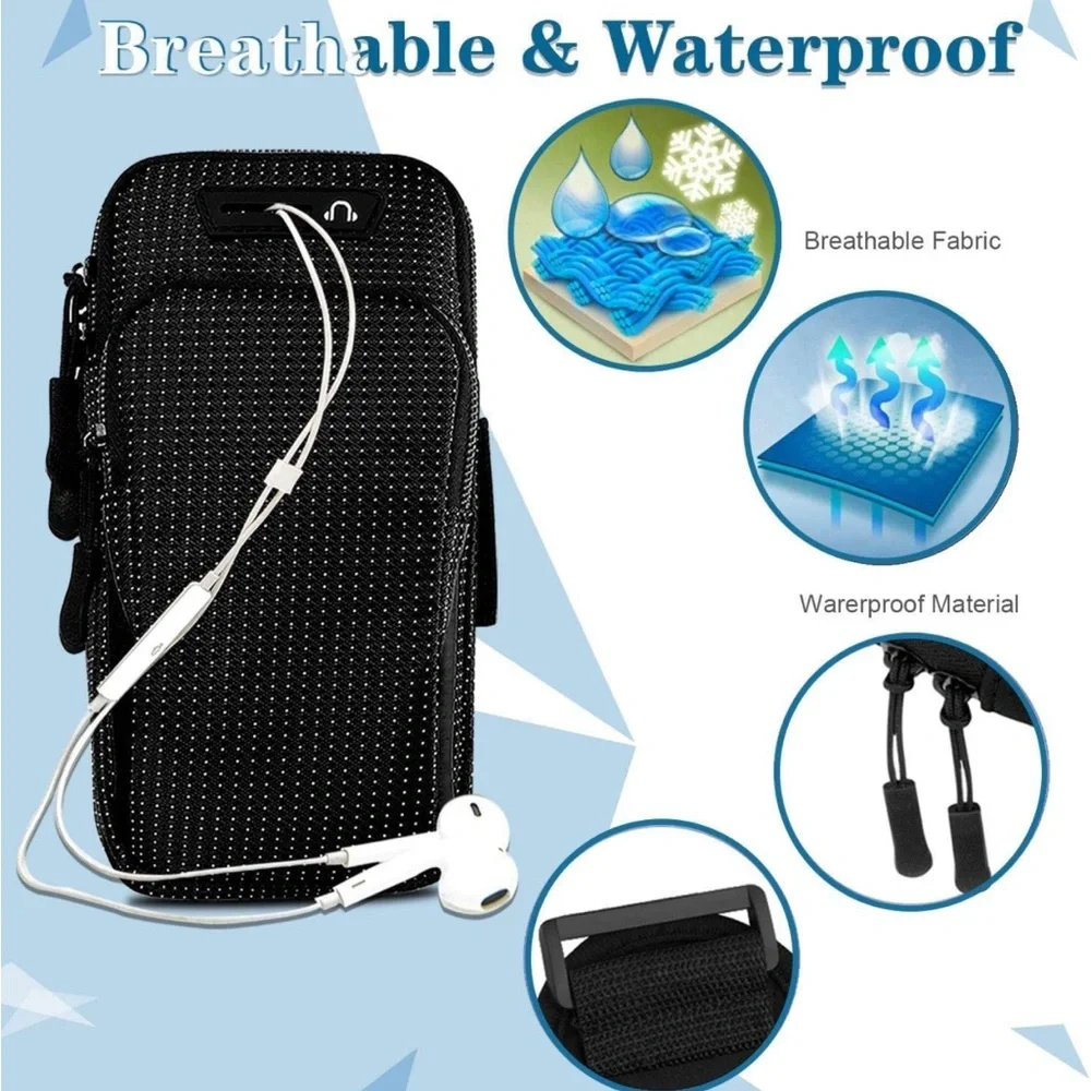 NEW! Armband for Cell Phone Neoprene Pocket Adjustable Breathable Running Black